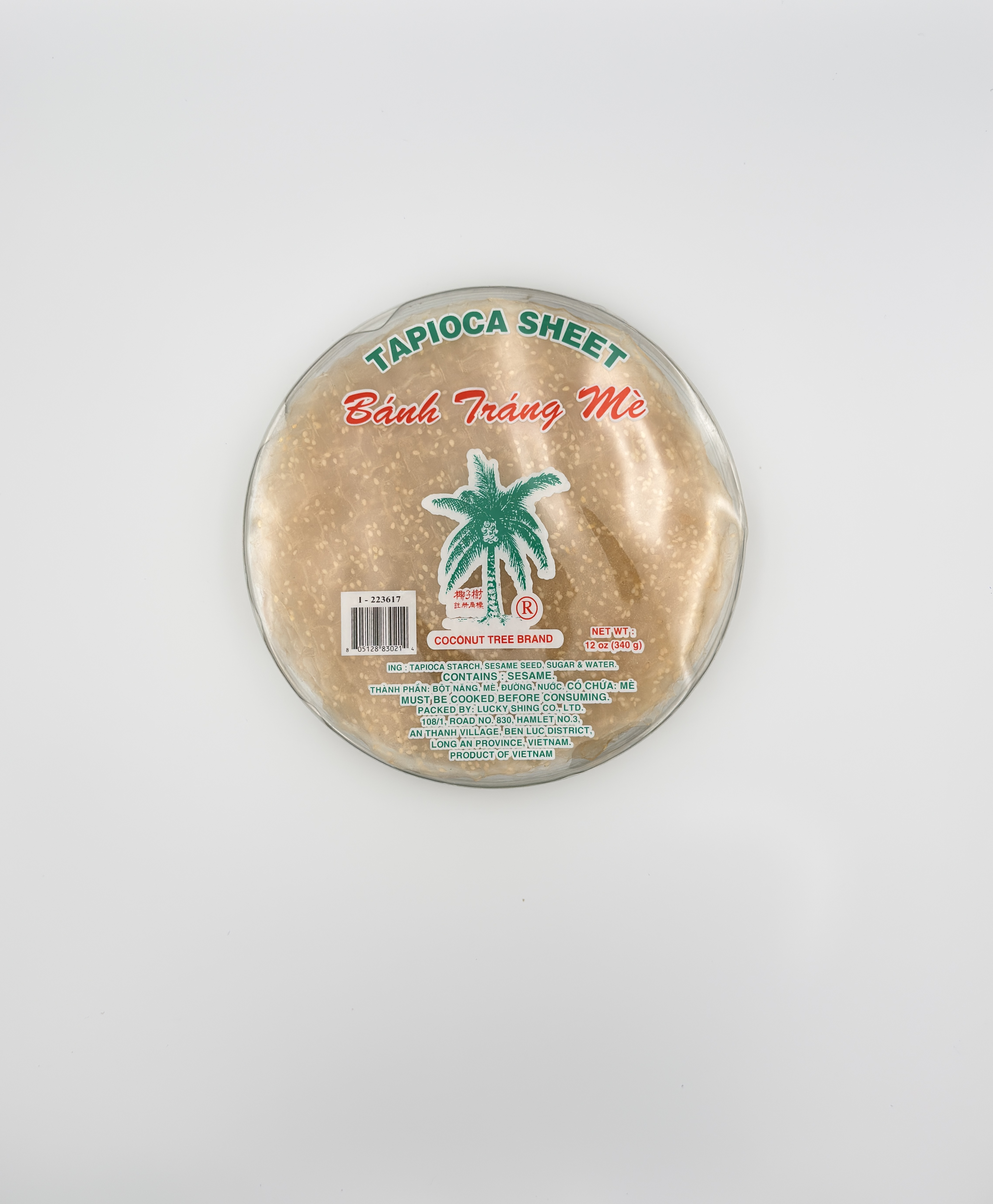 Coconut Tree Tapioca Sesame Cracker 22cm (Bánh Tráng Mè Trắng)