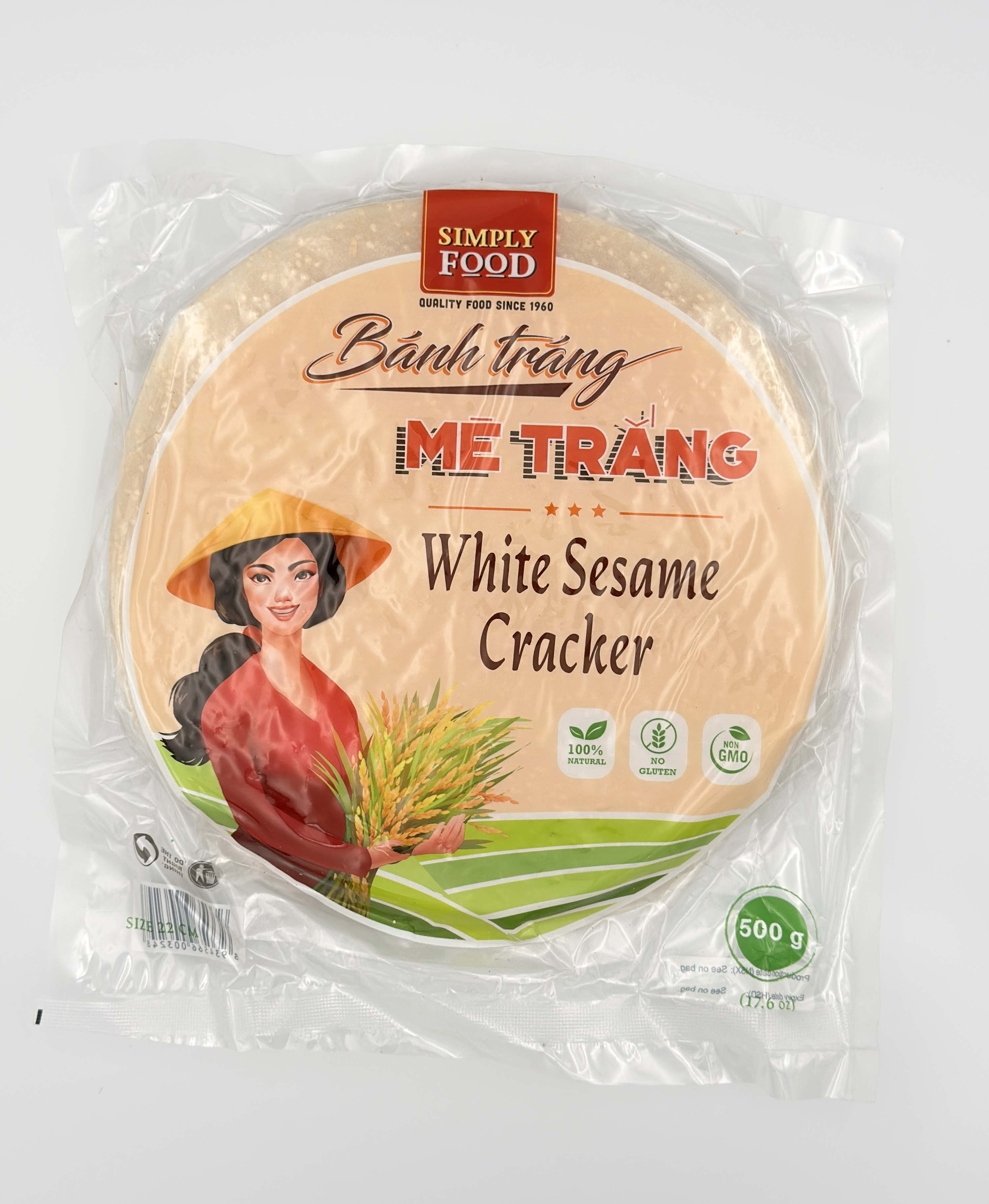 SF White Sesame Cracker 22cm (Bánh Tráng Mè Trắng)