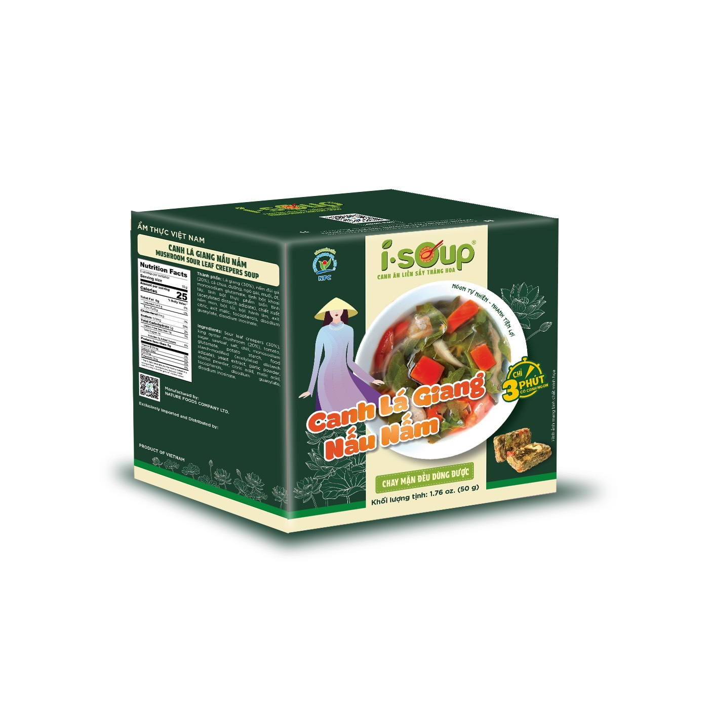 I-Soup Freeze-Dried Instant River Leaf with Mushroom Soup (Canh Lá Giang Nấu Nấm)