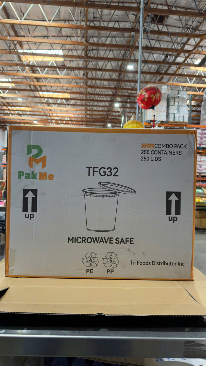 PakMe TFG32 32oz Combo Pack - 250 PCS (Hộp Nhựa Tròn & Nắp PakMe)
