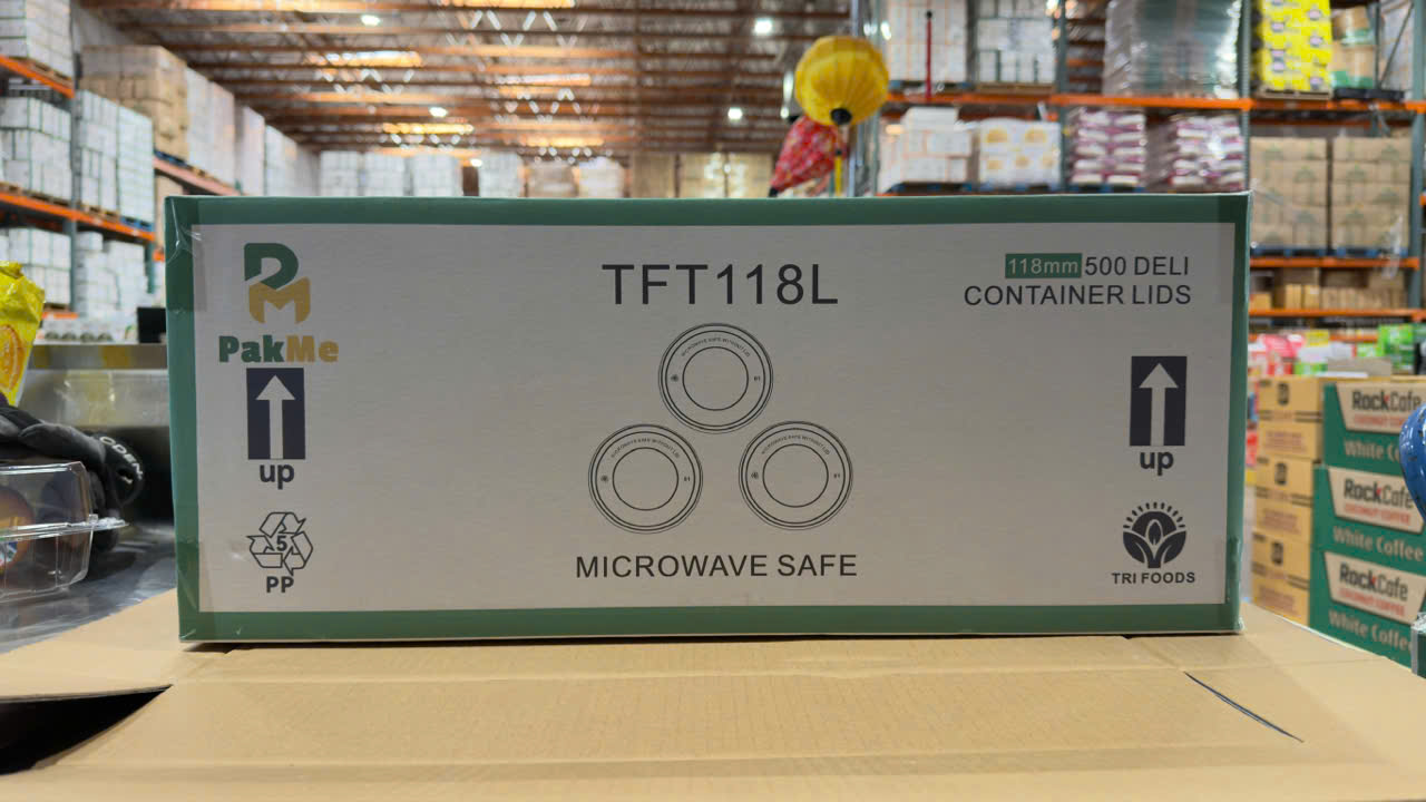 PakMe 118mm Deli Container Lids 500 PCS - TFT118L (Nắp Hộp Nhựa Tròn PakMe 118mm - 500 Cái)