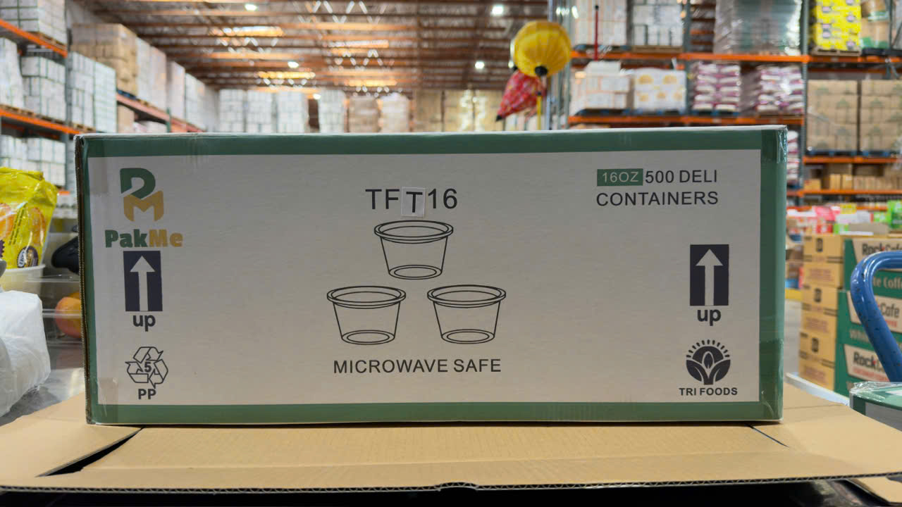 PakMe TFT16 16oz Deli Containers - 500 PCS (Hộp Nhựa PP Chịu Nhiệt)