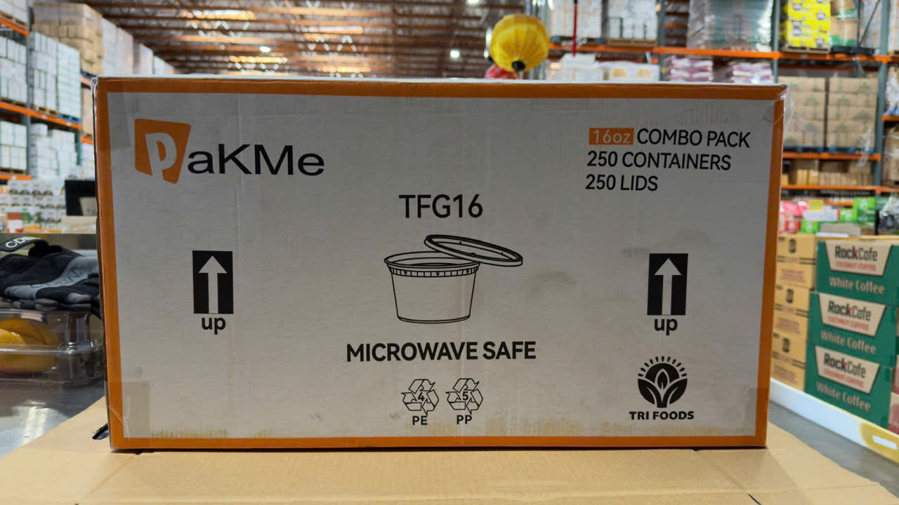PakMe TFG16 16oz Combo Pack - 250 PCS (Hộp Nhựa Tròn & Nắp PakMe)