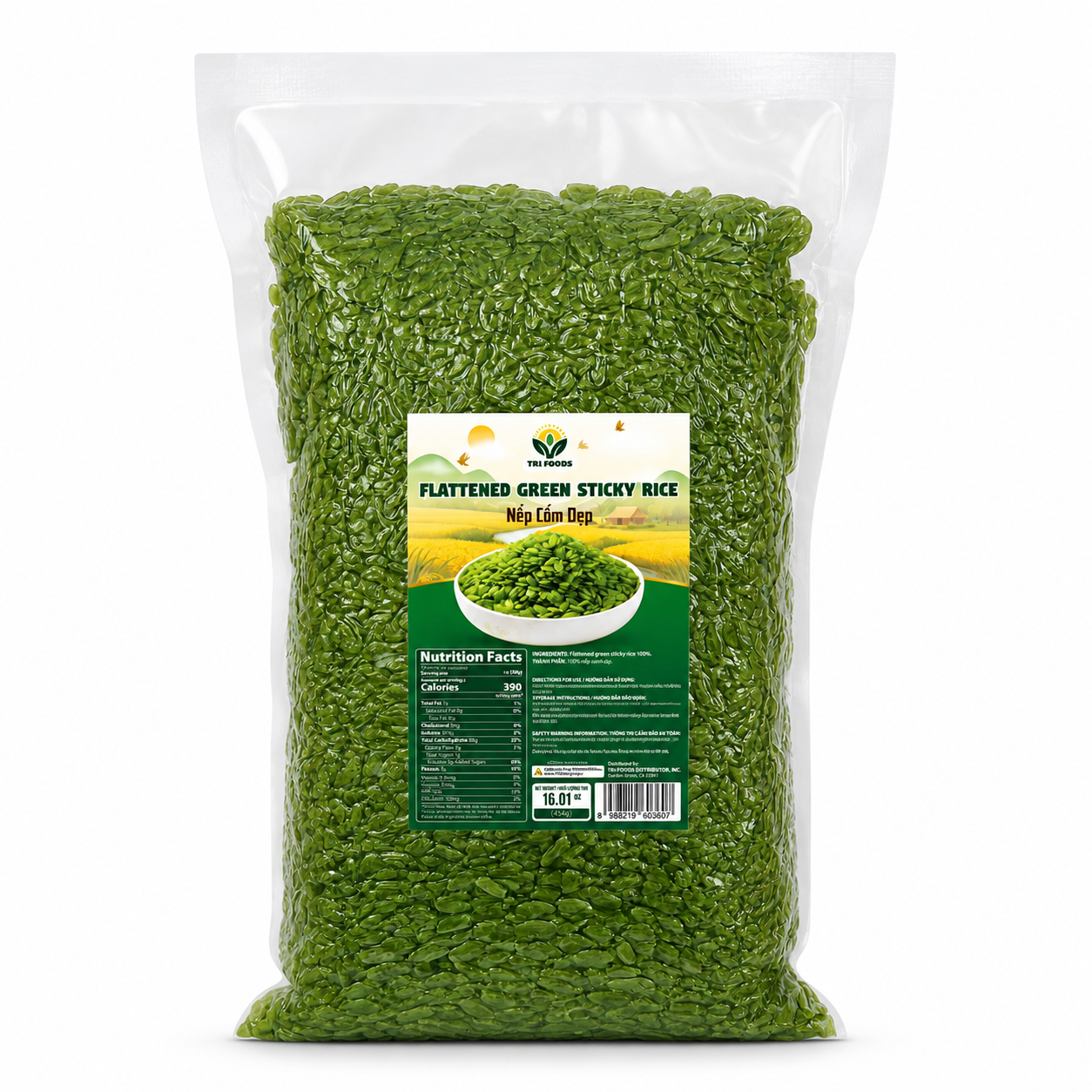 TRI Foods Flattened Green Sticky Rice – 16.01 oz