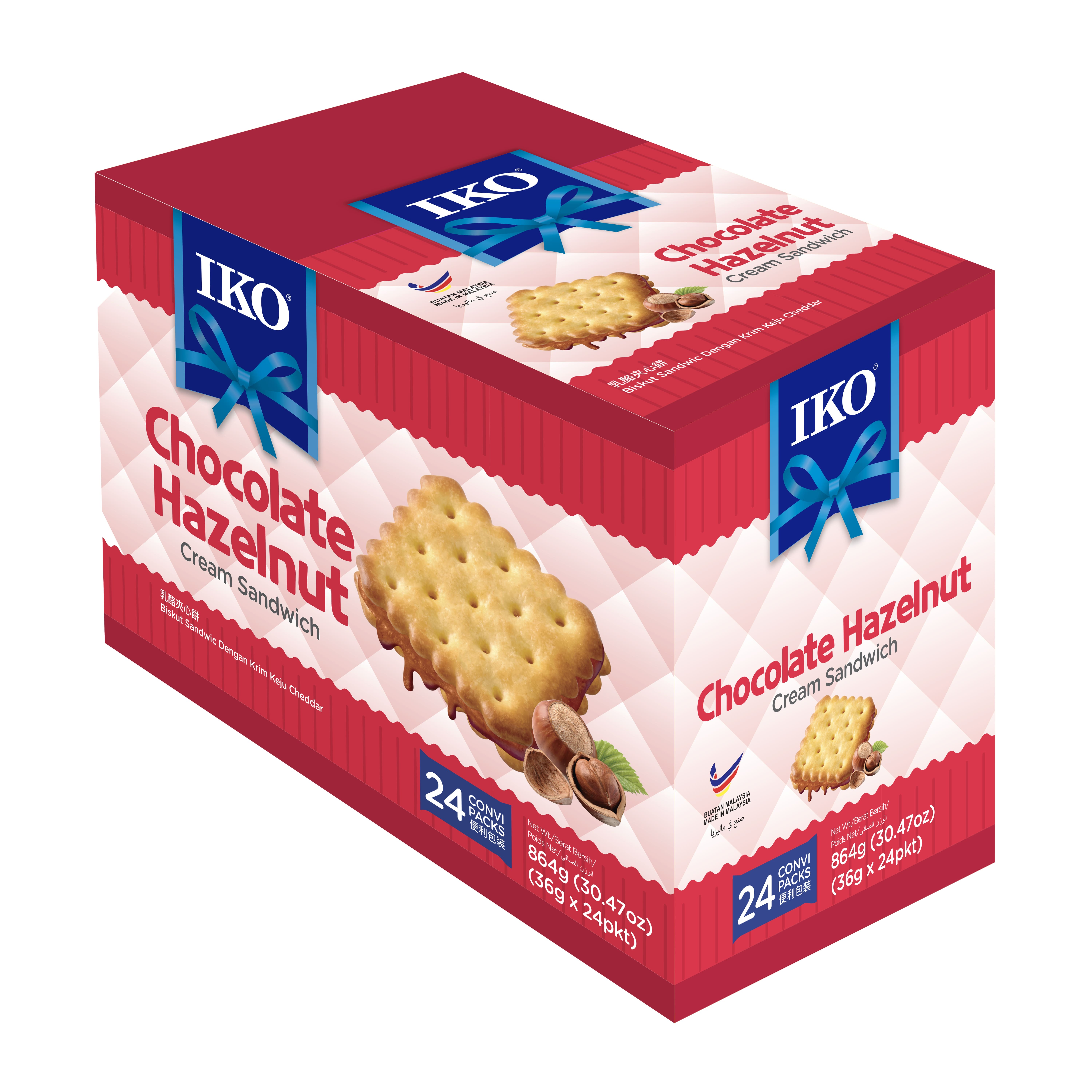 Iko Chocolate Hazelnut Cream Sandwich - Box(Bánh quy kẹp kem Socola hạt dẻ)