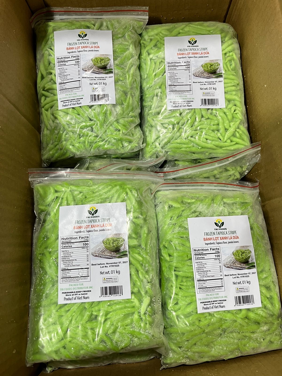 Frozen Tapioca Stripe (Bánh lọt xanh lá dứa)