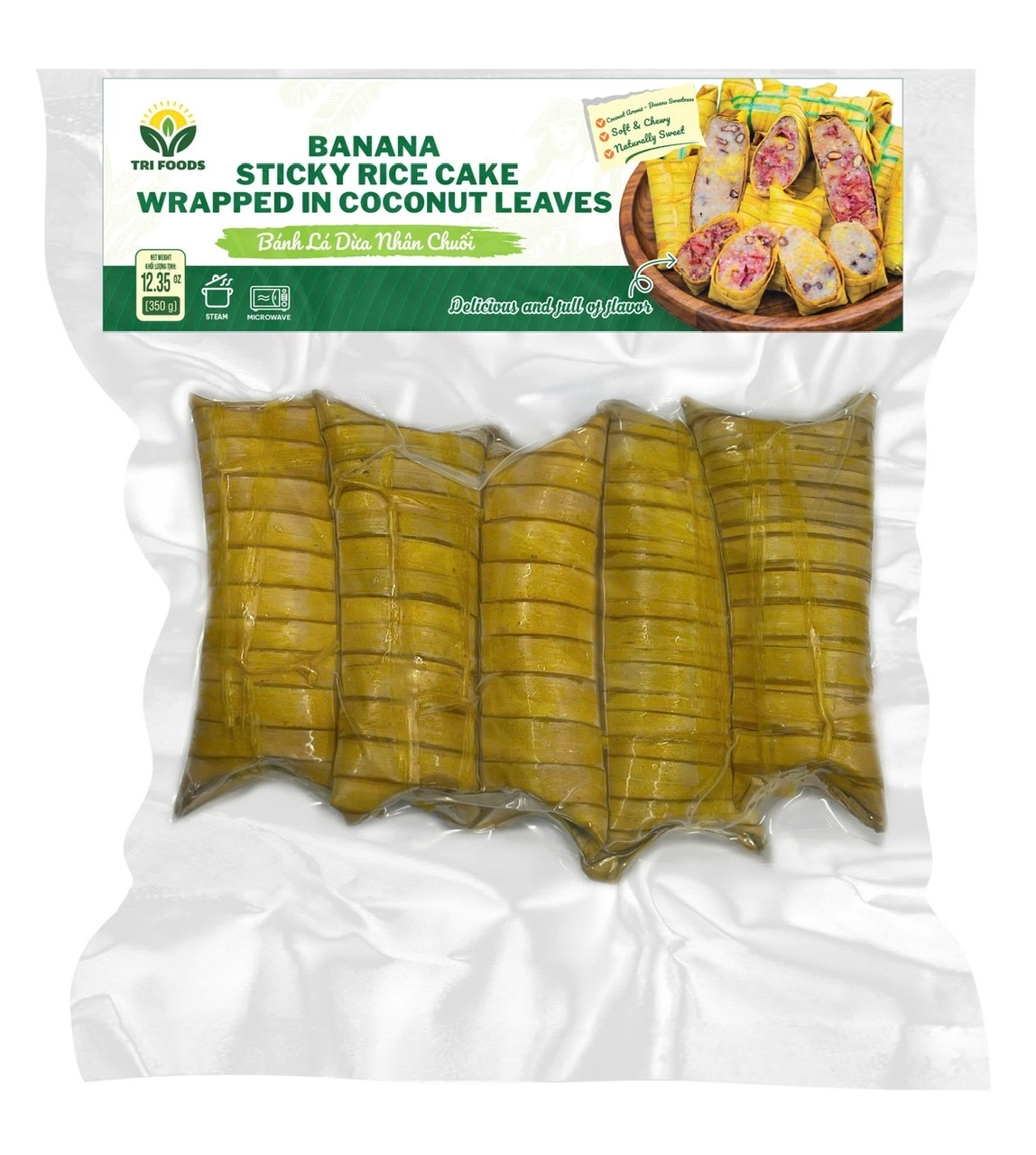 Bánh Lá Dừa Nhân Chuối Tri Foods (350g) – Hương Vị Truyền Thống Miền Tây