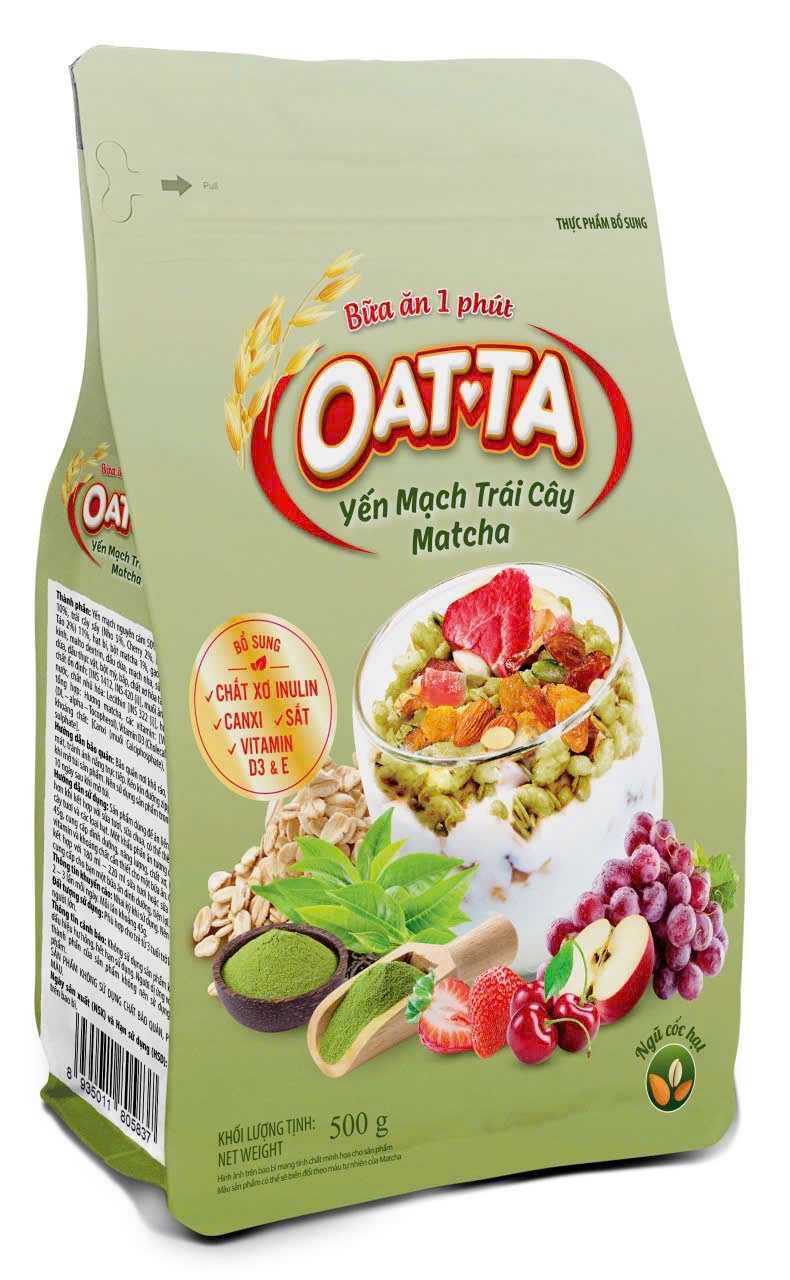 Yến Mạch Trái Cây OATTA Matcha (500g) – Bữa Ăn 1 Phút Tiện Lợi & Dinh Dưỡng