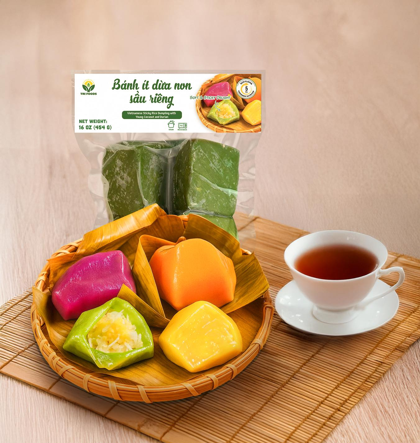 Bánh Ít Dừa Non Sầu Riêng Tri Foods (454g) – Đặc Sản Đa Sắc, Thơm Lừng Vị Sầu