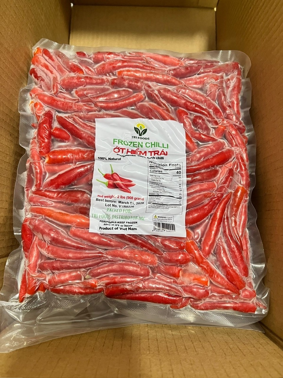 Ớt hiểm đông lạnh – Tri Foods (Frozen Chilli)