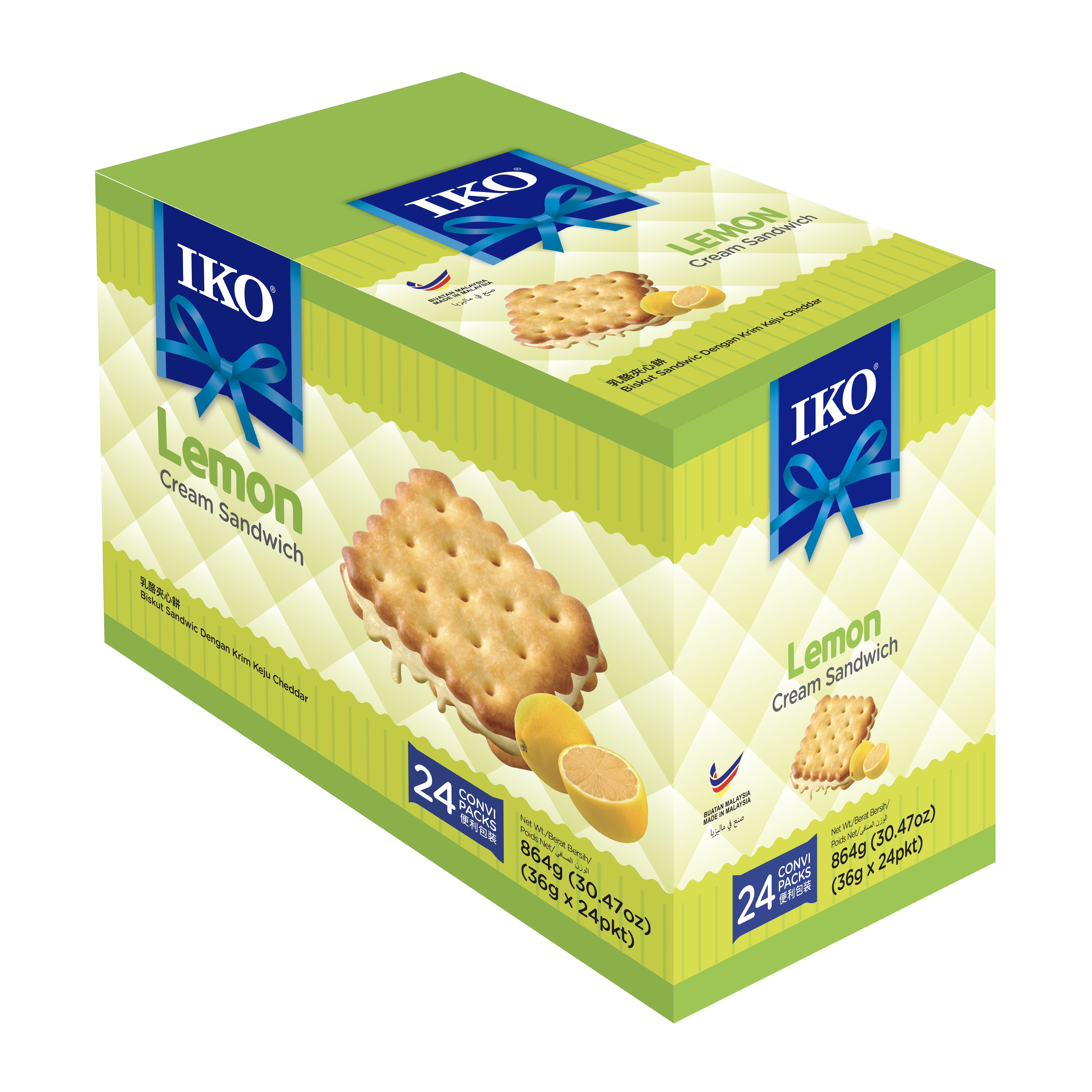 Iko Lemon Cream Sandwich - Box (Bánh quy kẹp kem vị chanh)