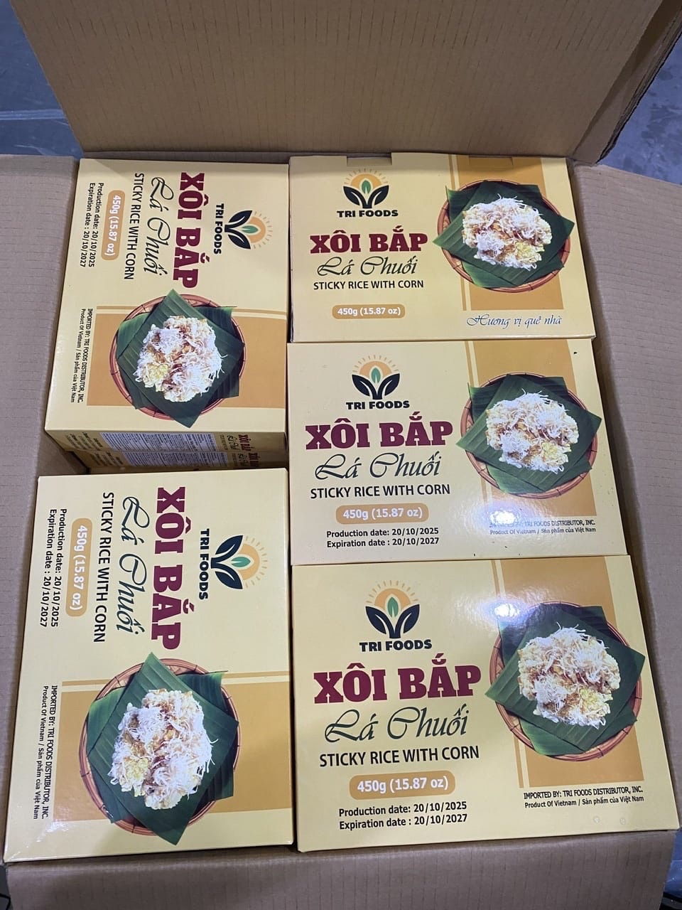 Xôi Bắp Lá Chuối Tri Foods (Sticky Rice with Corn) - Hộp 450g