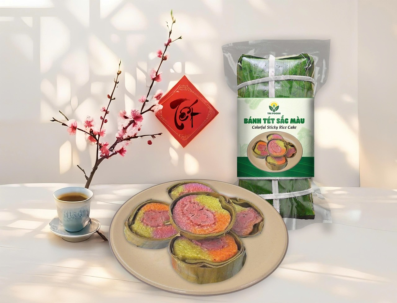 Bánh Tét Sắc Màu Tri Foods (800g) – Đặc Sản Miền Tây Rực Rỡ & Thơm Ngon