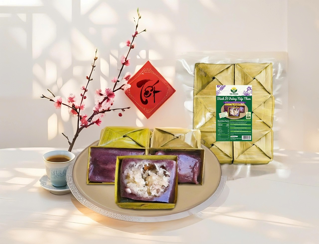 Bánh Ít Vuông Nếp Than Tri Foods (420g) – Hương Vị Truyền Thống Việt Nam